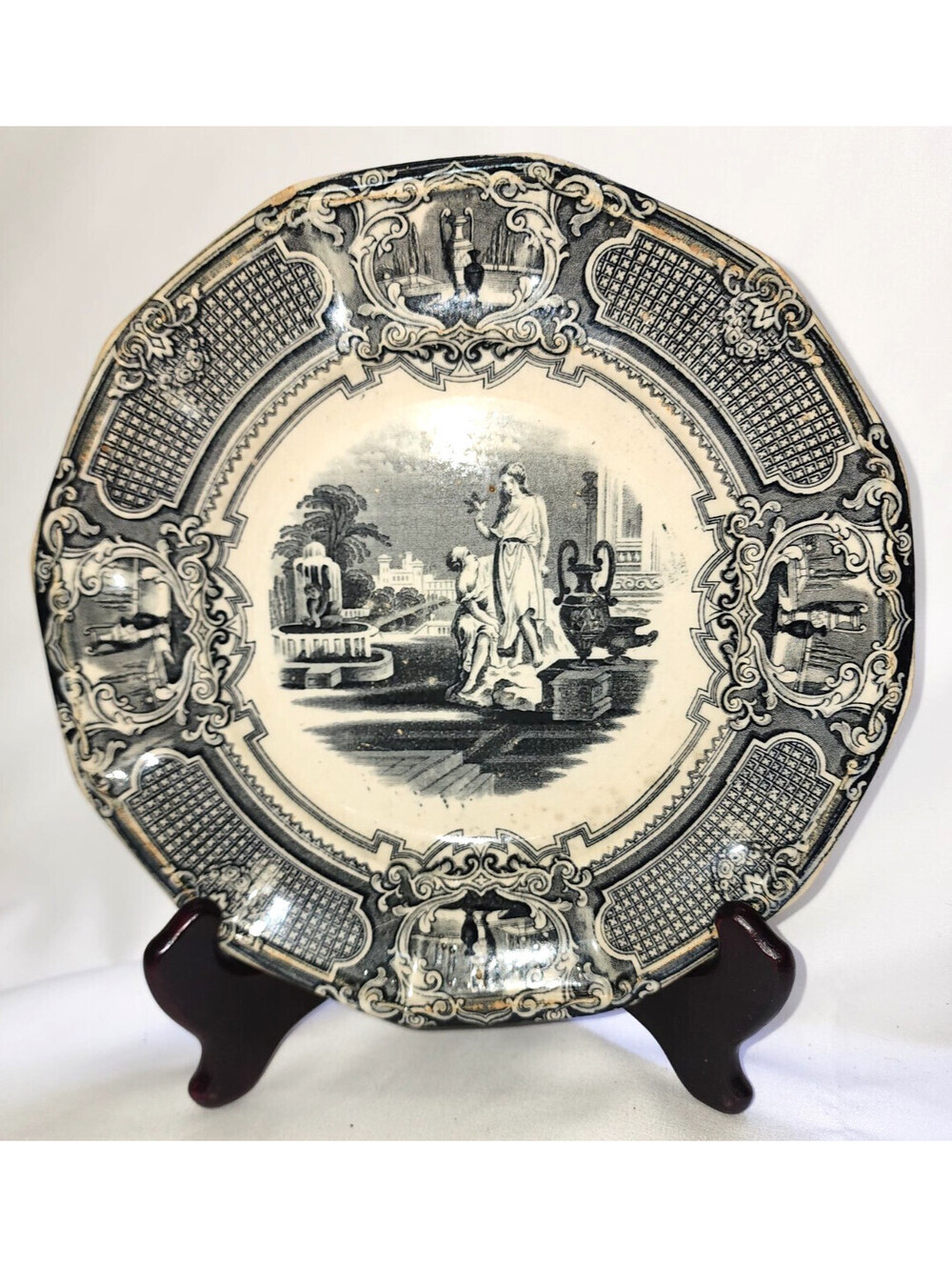 Antique Anthony Shaw 8-3/4" Mulberry Pomona Classical Bread Luncheon Plate